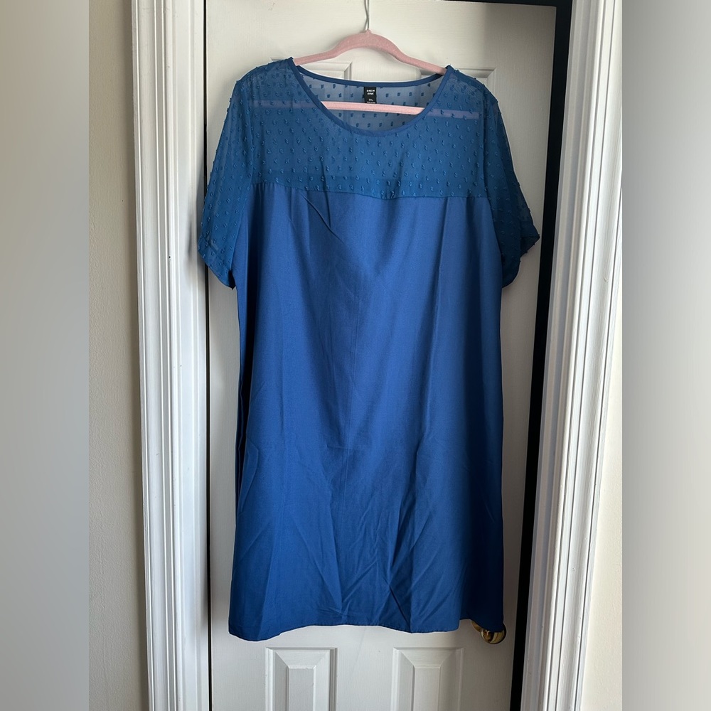 SHEIN Curve Blue Swiss Dot Dress
